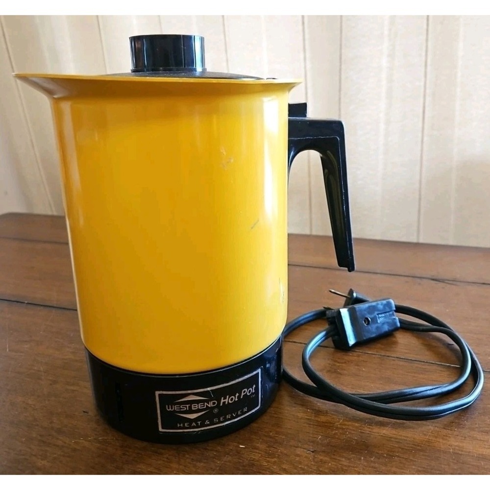 Vintage Yellow Gold West Bend 36oz Instant Hot Pot #3255 USA WORKS!!
